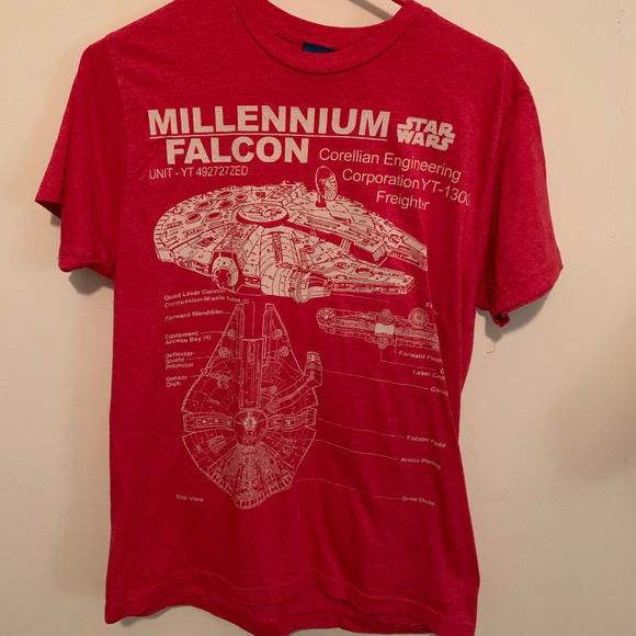 red millennium falcon shirt